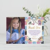 Alice im Wunderland Geburtstag Foto Bild Dankeskarte (Stehend Vorderseite)