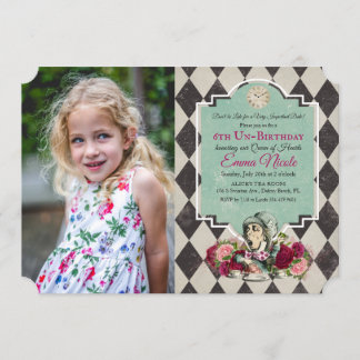 Alice im Wunderland Geburtstag Foto Einladung