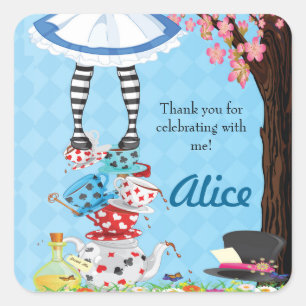 Alice im Wunderland Geburtstag Gunst Stickers
