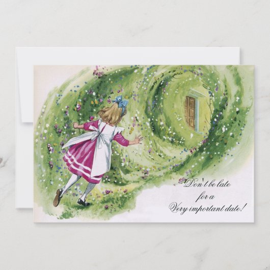 Alice im Wunderland Geburtstag nicht zu spät Einladung (Vorderseite)