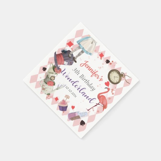 Alice im Wunderland Geburtstag Serviette (Ecke)