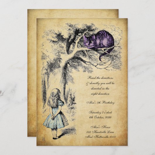 Alice im Wunderland Geburtstag UnBirthday Einladung (Vorne/Hinten)