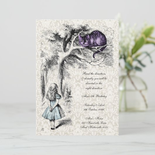 Alice im Wunderland Geburtstag UnBirthday Einladung (Stehend Vorderseite)