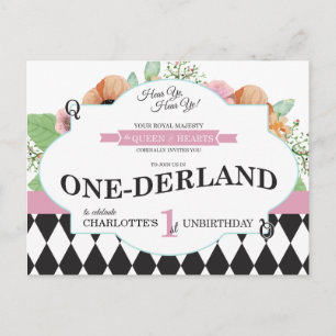 Alice im Wunderland Geburtstagskarten-Einladung Postkarte