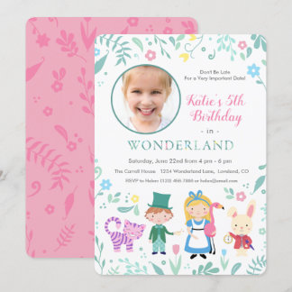 Alice im Wunderland Geburtstagspartei Einladung