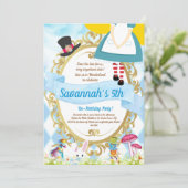 Alice im Wunderland Geburtstagspartei Einladung (Stehend Vorderseite)