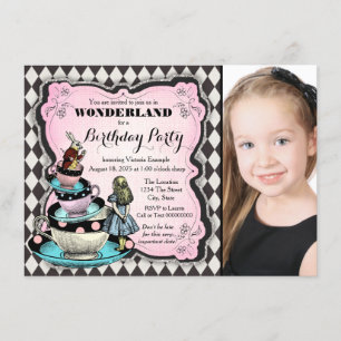 Alice im Wunderland Geburtstagspartei Einladung