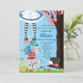 Alice im Wunderland Geburtstagspartei Einladung (Stehend Vorderseite)