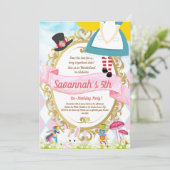 Alice im Wunderland Geburtstagspartei Einladung (Stehend Vorderseite)