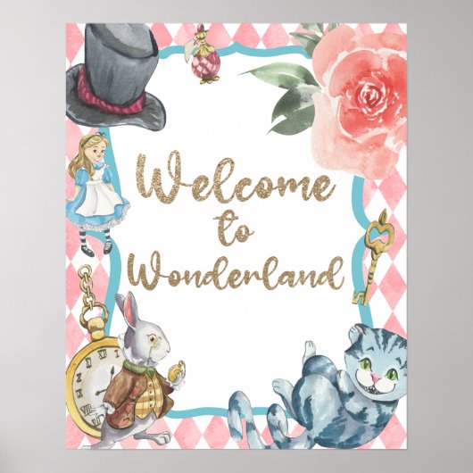 Alice im Wunderland Geburtstagsparty Begrüßungsunt Poster (Vorne)