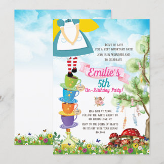 Alice im Wunderland Geburtstagsparty Einladung