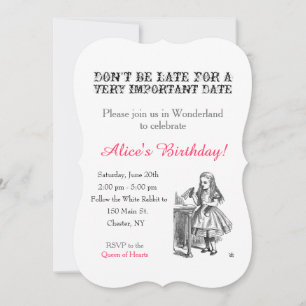Alice im Wunderland Geburtstagsparty Vintag Einladung