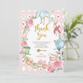 Alice im Wunderland Geburtstagstee Danke Karte (Stehend Vorderseite)