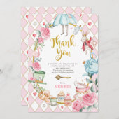 Alice im Wunderland Geburtstagstee Danke Karte (Vorne/Hinten)