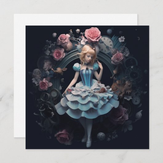 Alice im Wunderland Geschenkkarte (Vorne/Hinten)