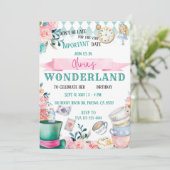 Alice im Wunderland Girl Birthday Einladung (Stehend Vorderseite)