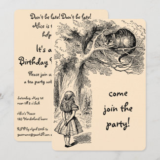 Alice im Wunderland Girl Geburtstagsparty Einladun Einladung
