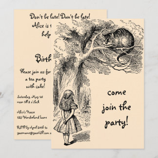 Alice im Wunderland Girl Geburtstagsparty Einladun Einladung