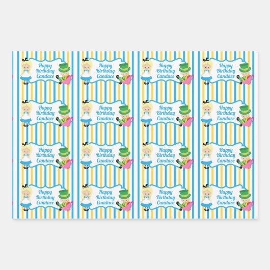 Alice im Wunderland Girl Niedlich Custom Kindergeb Geschenkpapier Set (Vorderseite)