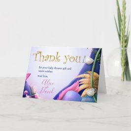 Alice im Wunderland, goldener Glitzer, Babydusche Dankeskarte