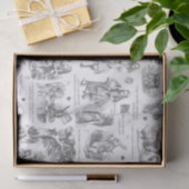 Alice im Wunderland Grau-White-Toile-Quotes Seidenpapier (Geschenk)