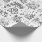 Alice im Wunderland Gray Toile Quotes Geschenkpapier (Ecke)