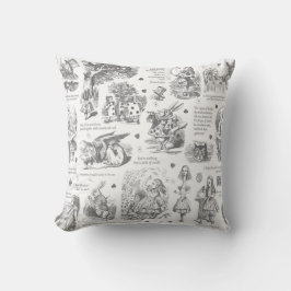 Alice im Wunderland Gray Toile Quotes Kissen