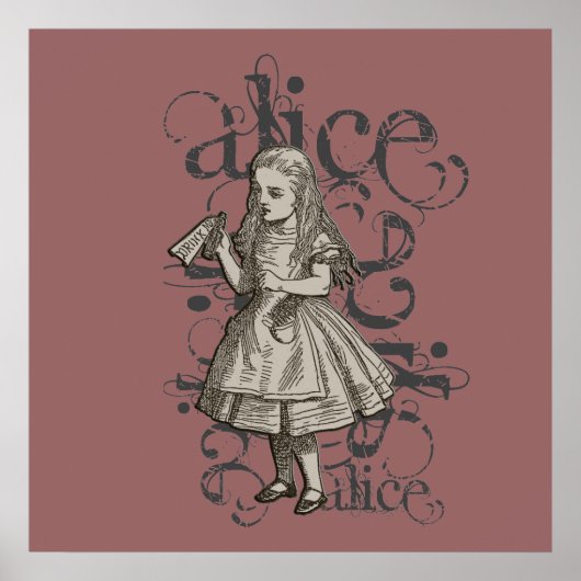 Alice im Wunderland Grunge (rosa) Poster (Vorne)