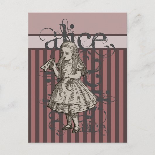 Alice im Wunderland Grunge (rosa) Postkarte (Vorderseite)
