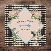Alice im Wunderland Harlequin Black Blue Wedding Rechteckiger Pappuntersetzer