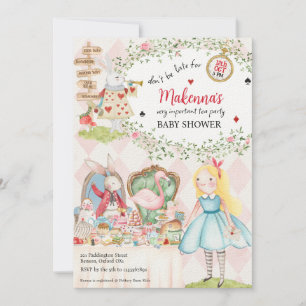 Alice im Wunderland Hasen Babyparty Einladung