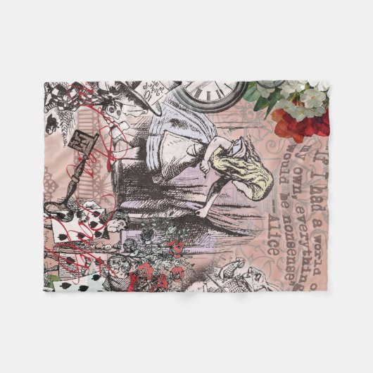 Alice im Wunderland Hatter und Kaninchen Fleecedecke (Vorderseite (Horizontal))