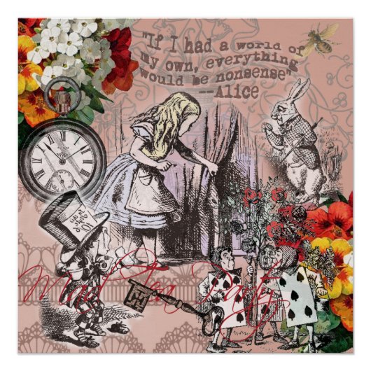 Alice im Wunderland Hatter und Kaninchen Poster (Vorderseite)