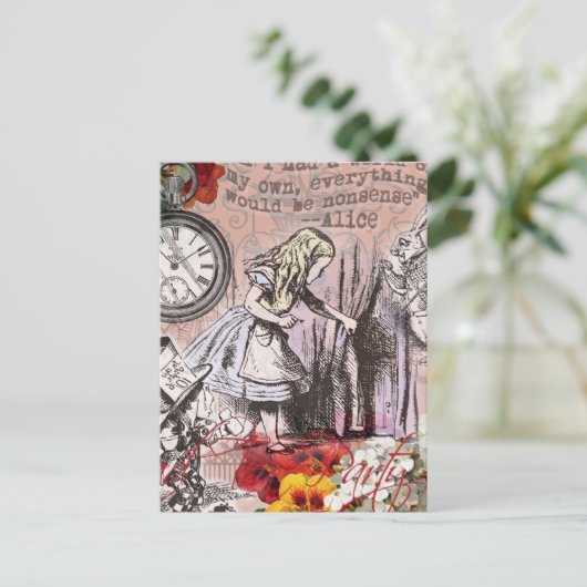 Alice im Wunderland Hatter und Kaninchen Postkarte (Stehend Vorderseite)