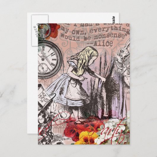 Alice im Wunderland Hatter und Kaninchen Postkarte (Vorne/Hinten)