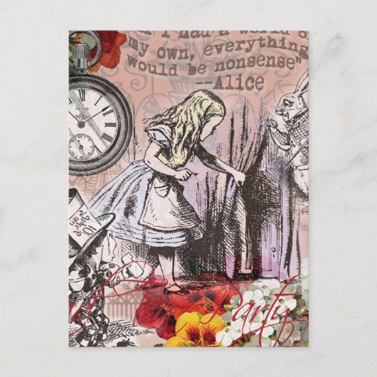 Alice im Wunderland Hatter und Kaninchen Postkarte (Vorderseite)