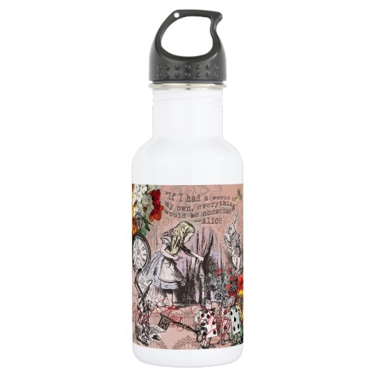 Alice im Wunderland Hatter und Kaninchen Trinkflasche (Vorderseite)