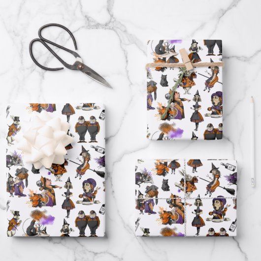 Alice im Wunderland Hexen Rabbits Mad Hatter Geschenkpapier Set (Vorderseite)