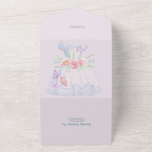 Alice im Wunderland Hochzeit All In One Einladung (Außenbereich)