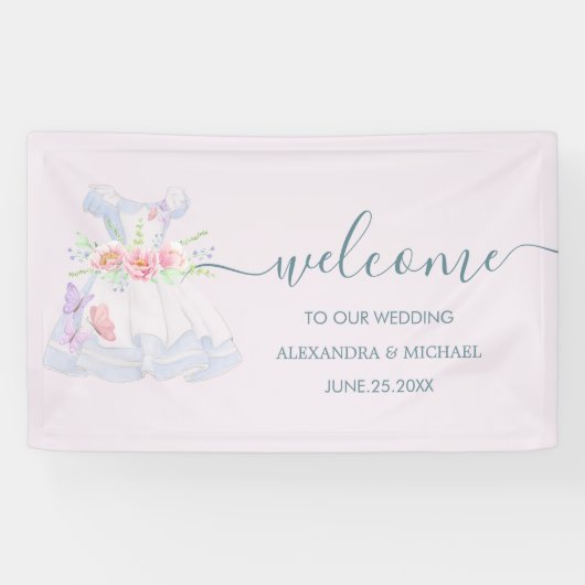 Alice im Wunderland Hochzeit Banner (Horizontal)