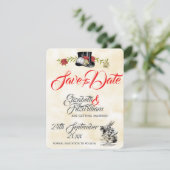 Alice im Wunderland Hochzeit speichern das Datum Einladung (Stehend Vorderseite)