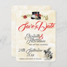 Alice im Wunderland Hochzeit speichern das Datum Einladung