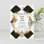 Alice im Wunderland Hochzeit speichern das Datum Save The Date (Stehend Vorderseite)
