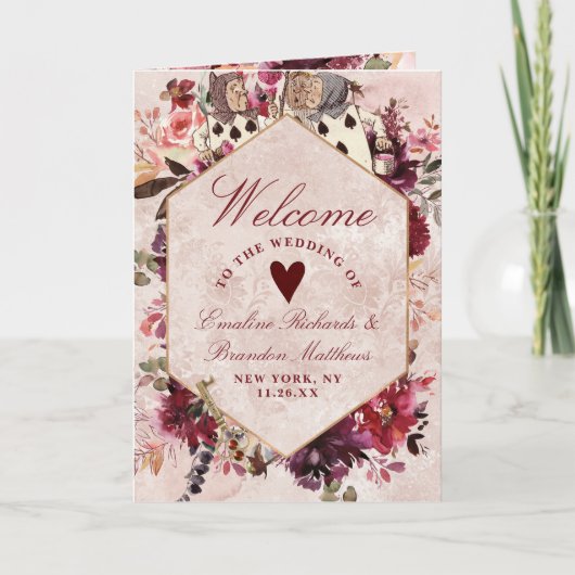 Alice im Wunderland Hochzeitsfeier Programm (Vorderseite)