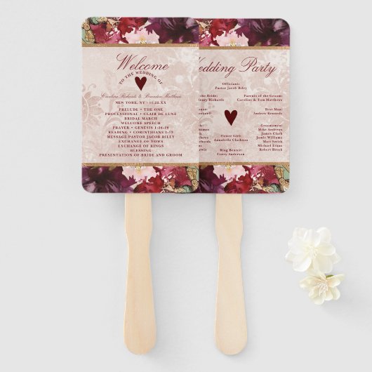 Alice im Wunderland-Hochzeitsprogramm Fächer (Vorne und Hinten)