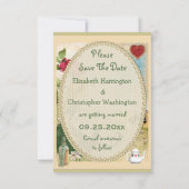 Alice im Wunderland Hochzeitssache Datum speichern Einladung (Rückseite)