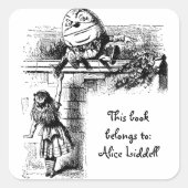Alice im Wunderland, Humpty Dumpty Buchzeichen Quadratischer Aufkleber (Vorderseite)
