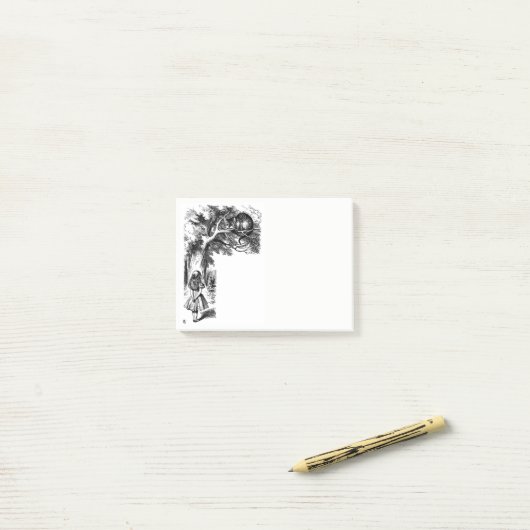 Alice im Wunderland Illustration Cheshire Cat Post-it Klebezettel (Auf Schreibtisch)