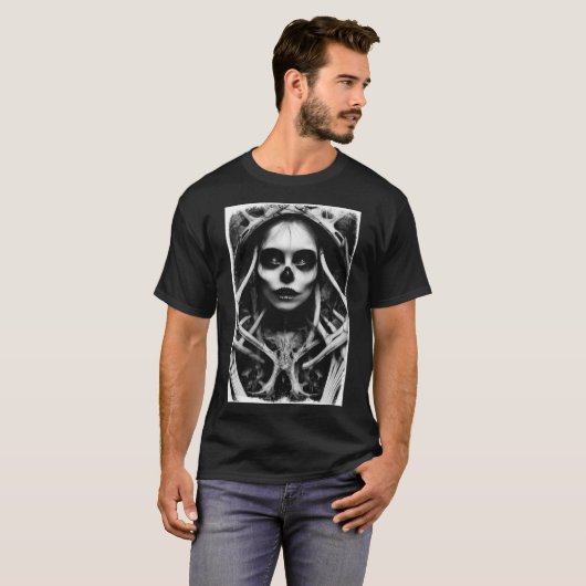Alice im Wunderland im gruseligen Horror-Design im T-Shirt (Vorne ganz)