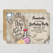 Alice im Wunderland im Kaninchenloch-Party Einladung (Vorne/Hinten)
